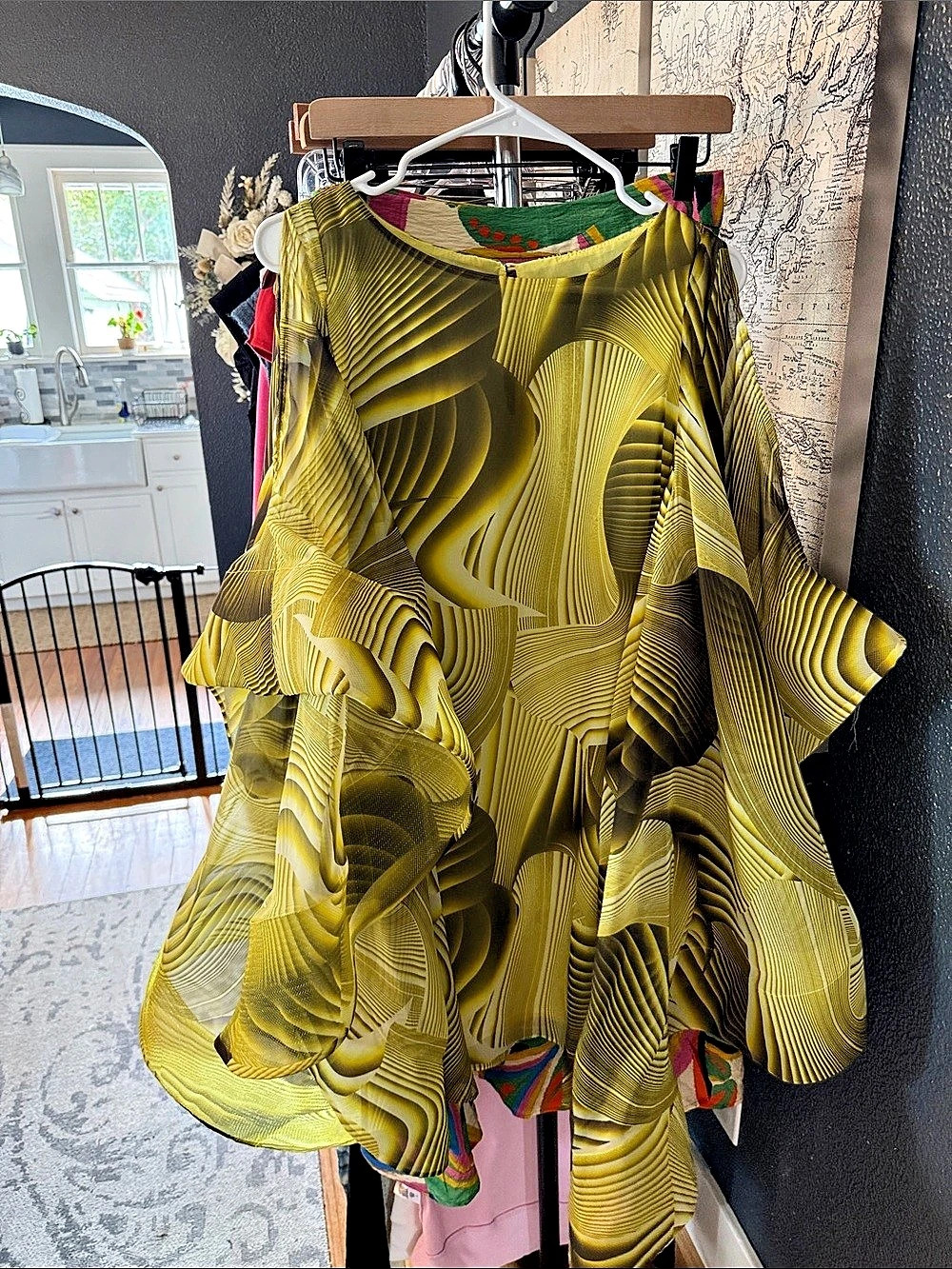 CQ by CQ Abstract Dress in Green & Yellow M/L Never worn